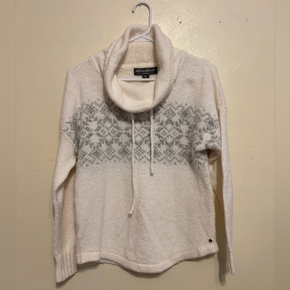 Women's Cream & Gray Sweater Size S By Eddie Bauer Lounge - Picture 1 of 8